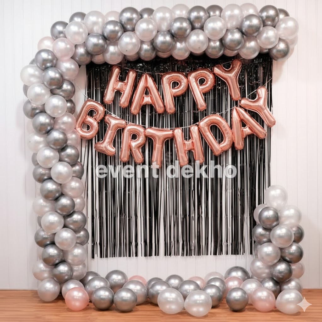 Rose Gold Silver Balloon Garla...